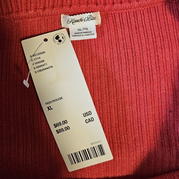 Kimchi Blue Devon Cropped Halter Cold Shoulder Long Sleeve Slim Fit Sweater, Red - Picture 13 of 13